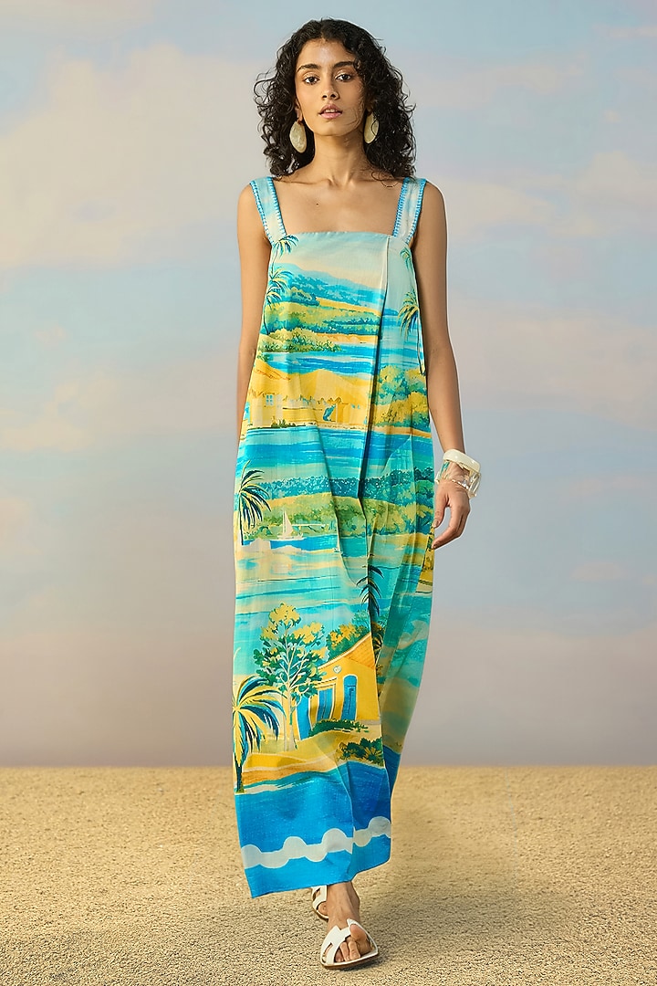 Multi-Colored Organic Cotton Printed Maxi Summer Dress by Dash and Dot at Pernia's Pop Up Shop