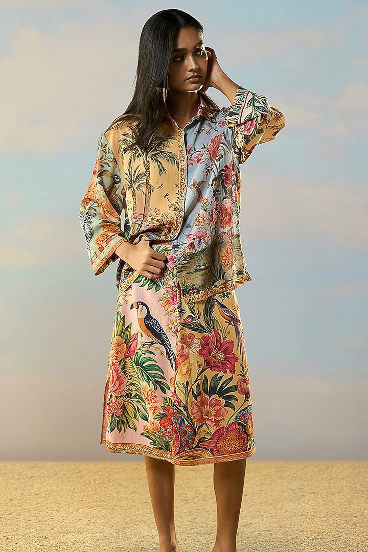 Multi-Colored Viscose Tropical Printed Mini Skirt by Dash and Dot at Pernia's Pop Up Shop