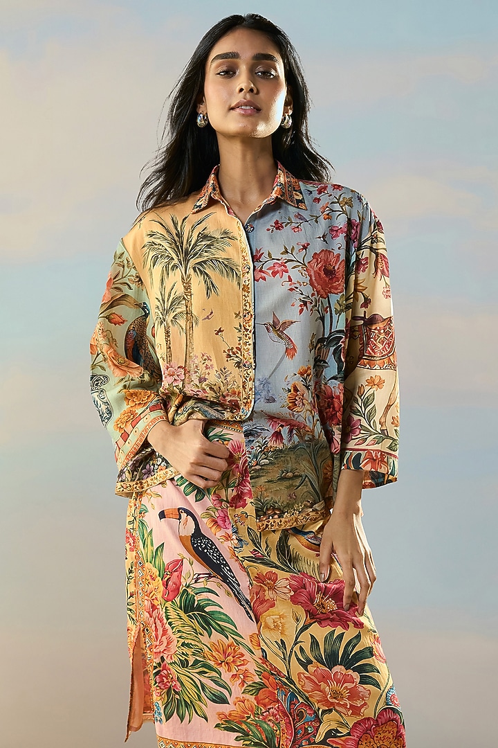 Multi-Colored Viscose Tropical Printed Mini Skirt Set by Dash and Dot at Pernia's Pop Up Shop