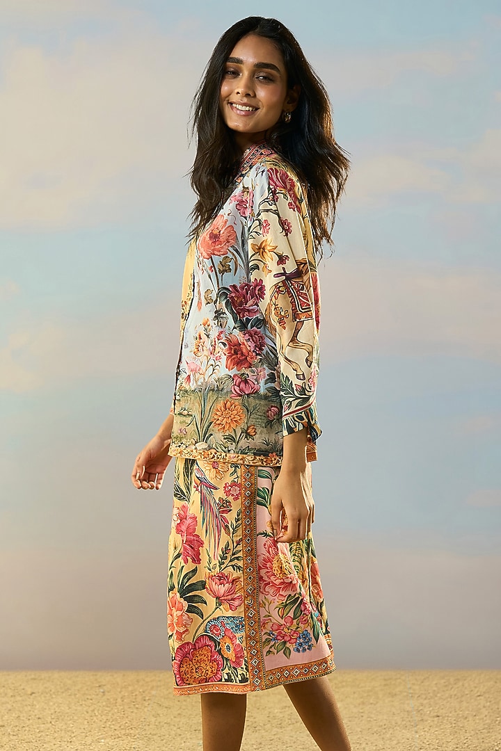 Multi-Colored Viscose Tropical Printed Mini Skirt Set by Dash and Dot at Pernia's Pop Up Shop