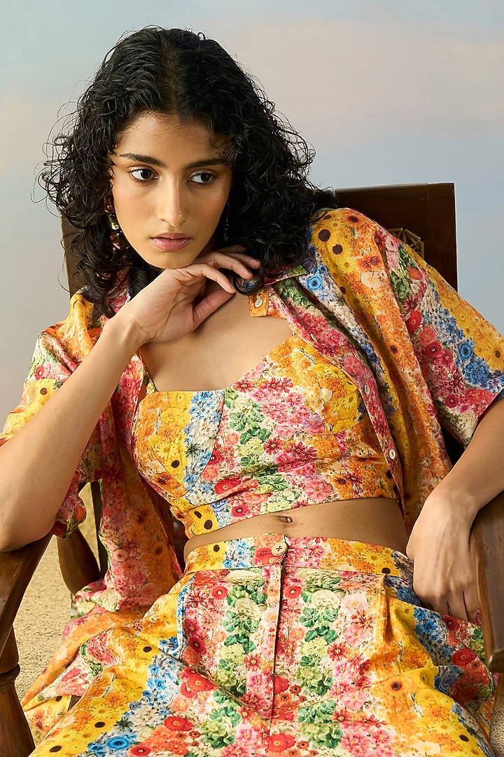 Multi-Colored Organic Cotton Botanical Printed Bralette by Dash and Dot at Pernia's Pop Up Shop