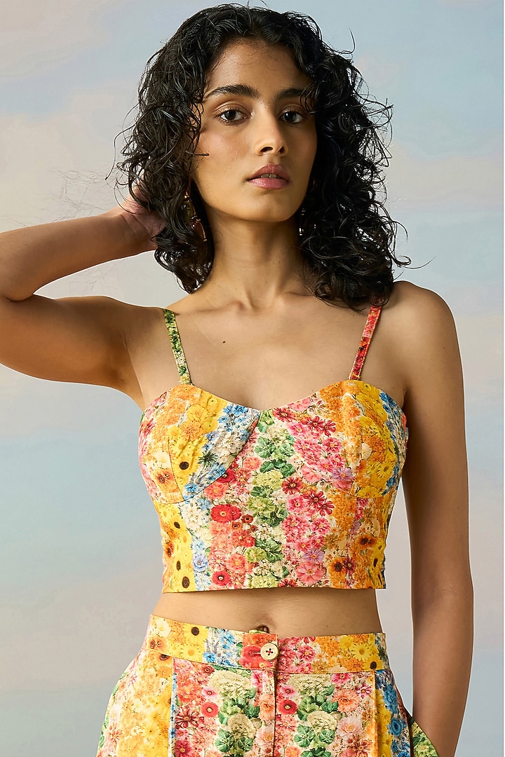 Multi-Colored Organic Cotton Botanical Printed Bralette by Dash and Dot at Pernia's Pop Up Shop