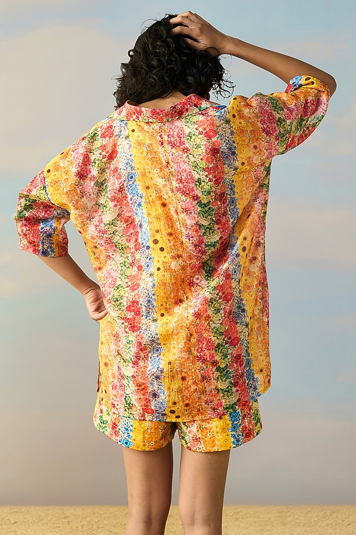 Multi-Colored Viscose Botanical Printed Shirt by Dash and Dot at Pernia's Pop Up Shop