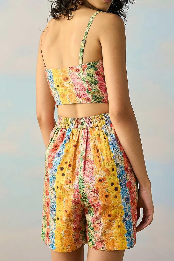 Multi-Colored Viscose Botanical Printed Shorts by Dash and Dot at Pernia's Pop Up Shop