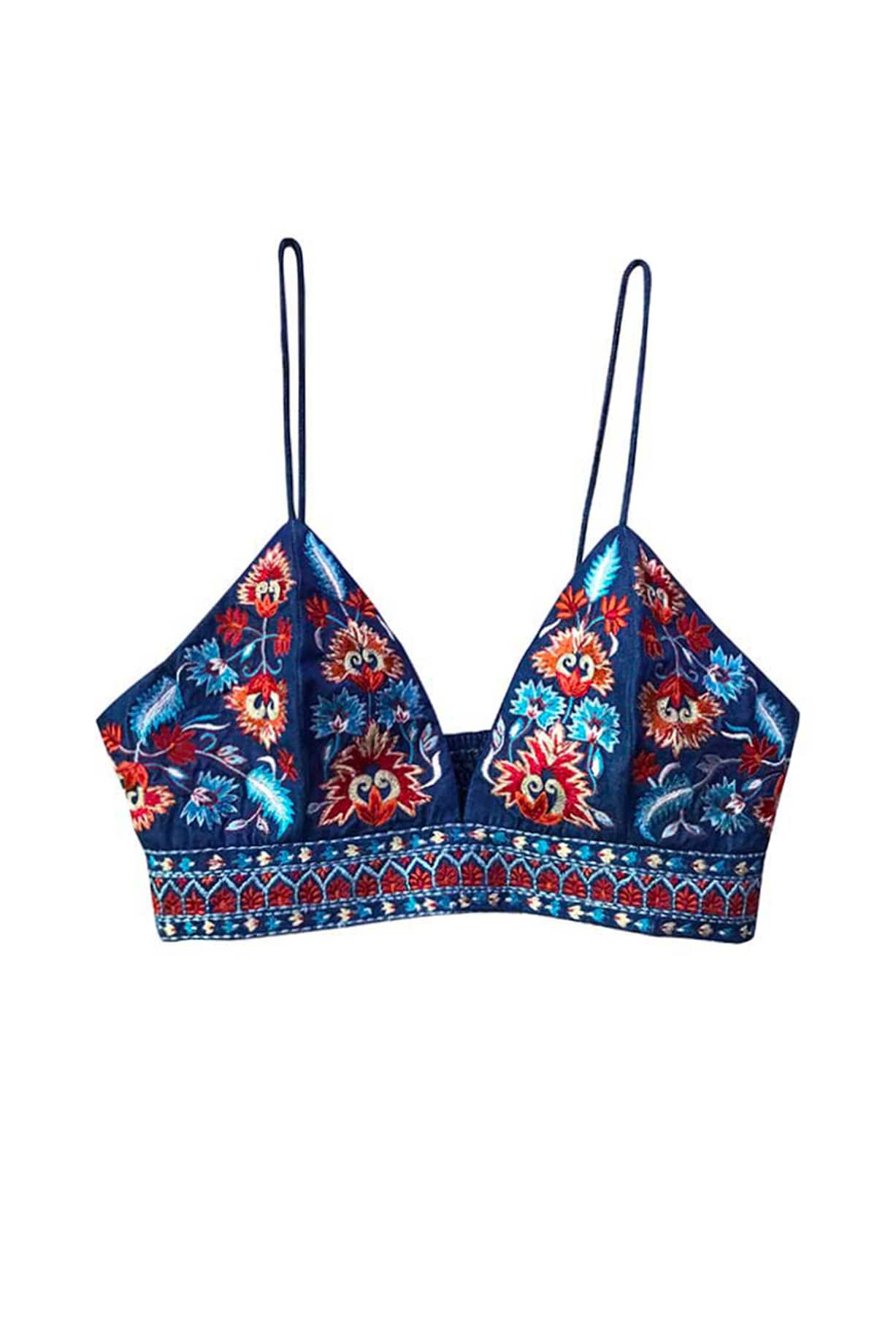 Denim Embroidered Bralette Design by Dash and Dot at Pernia's Pop Up Shop  2024