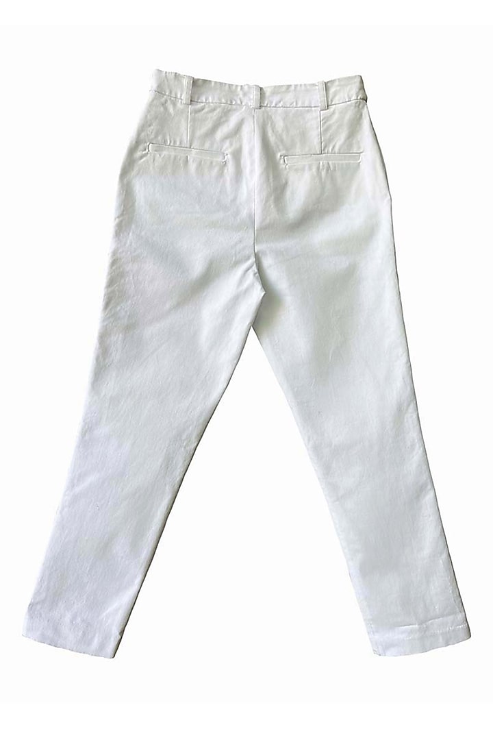 White Embroidered Pants by Dash and Dot