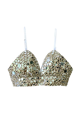 White Hand & Machine Embroidered Bralette by Dash and Dot