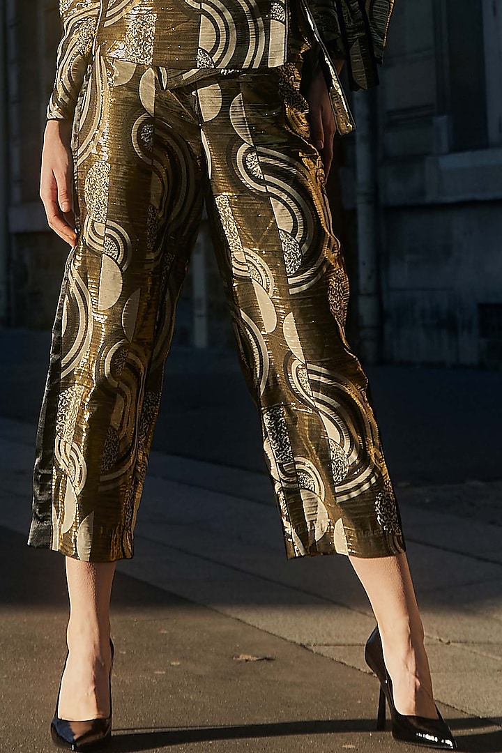 Golden & Black Straight Pants by Dash and Dot