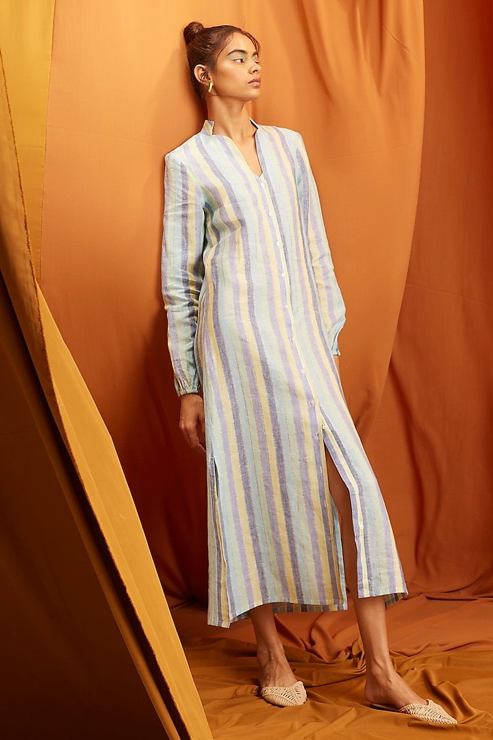 Multi-Colored Striped Shirt Dress by Dash and Dot