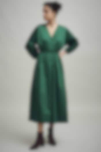 Emerald Green Wrap-Yoke Midi Summer Dress by Dash and Dot at Pernia's Pop Up Shop