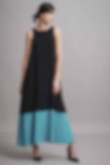 Black Color Blocked A-Line Maxi Summer Dress by Dash and Dot at Pernia's Pop Up Shop