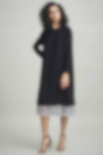 Black Layered Midi Shift Summer Dress by Dash and Dot at Pernia's Pop Up Shop