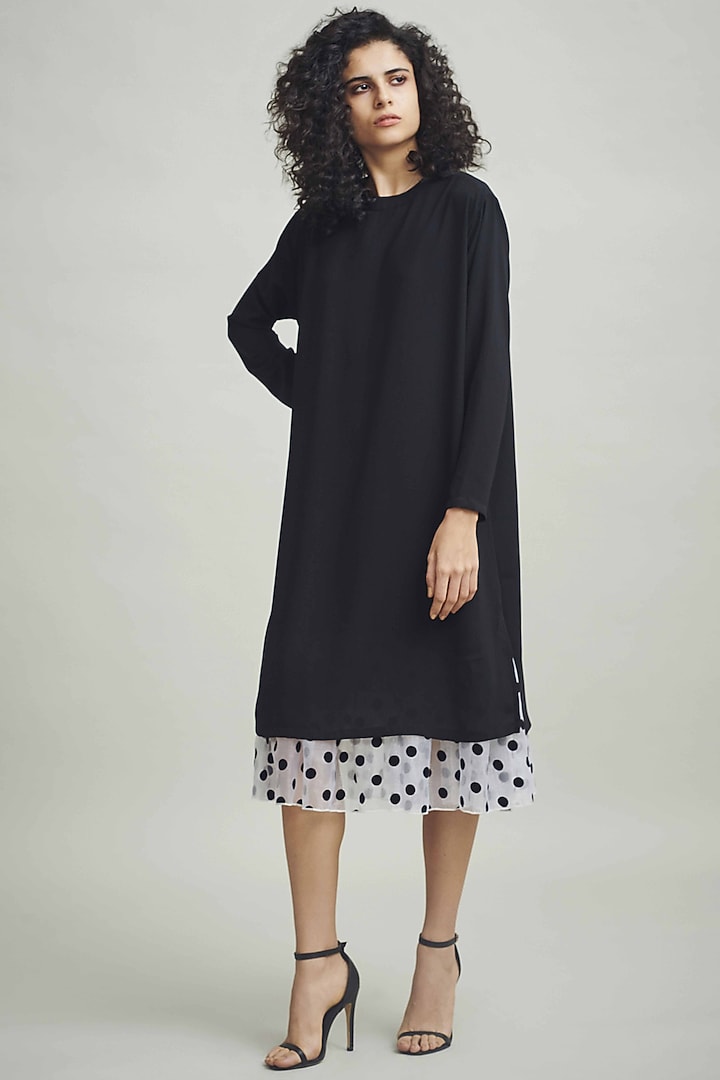 Black Layered Midi Shift Summer Dress by Dash and Dot at Pernia's Pop Up Shop