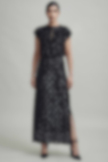 Black Midi Dress With Sequins Work by Dash and Dot