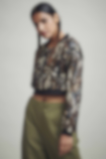 Multi-Colored Cropped Bomber Jacket by Dash and Dot