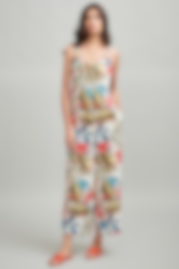 Multi-Colored Tropical Printed Wide-Legged Jumpsuit by Dash and Dot