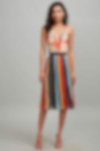 Multi-Colored Striped Midi Skirt by Dash and Dot