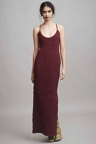 Brick Smocked Maxi Dress by Dash and Dot