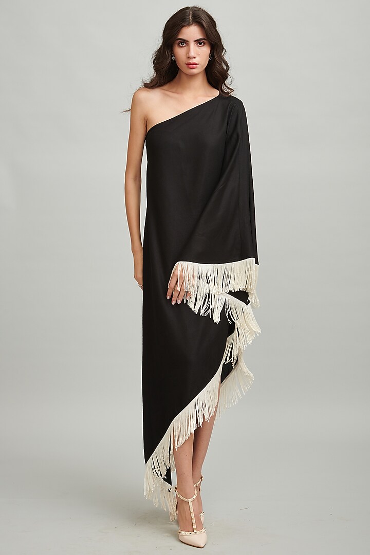 Black Viscose One-Shoulder Maxi Summer Dress by Dash and Dot at Pernia's Pop Up Shop