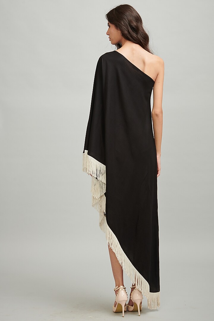 Black Viscose One-Shoulder Maxi Summer Dress by Dash and Dot at Pernia's Pop Up Shop