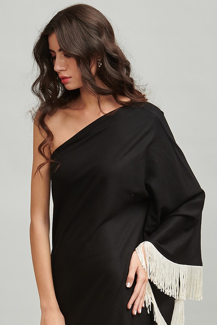 Black Viscose One-Shoulder Maxi Summer Dress by Dash and Dot at Pernia's Pop Up Shop