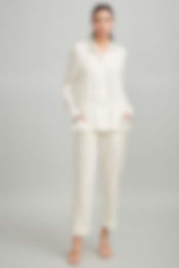 Ivory Mirror Embroidered Elasticated Pant Set by Dash and Dot at Pernia's Pop Up Shop