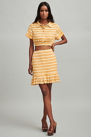 Mustard & White Striped Co-Ord Set by Dash and Dot