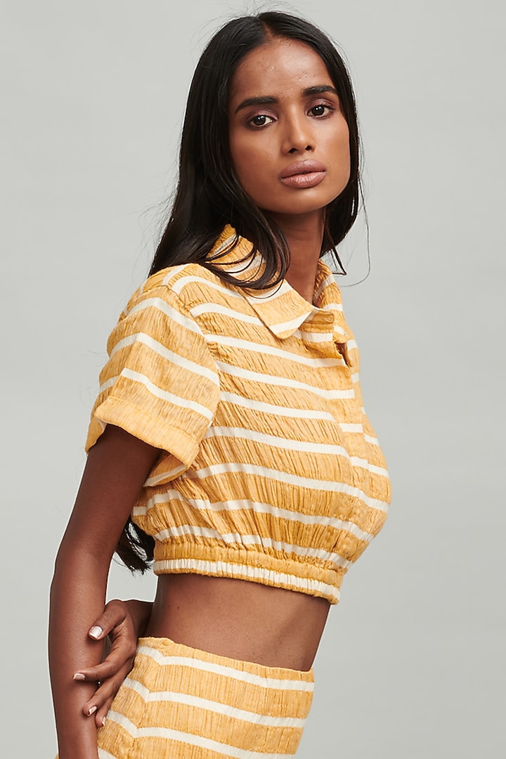 Mustard & White Striped Co-Ord Set by Dash and Dot at Pernia's Pop Up Shop