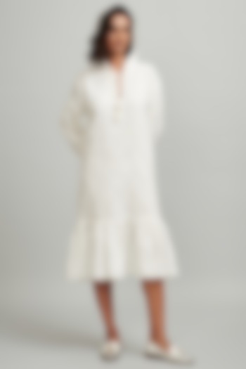 White Embroidered Midi Summer Dress With Hood by Dash and Dot at Pernia's Pop Up Shop