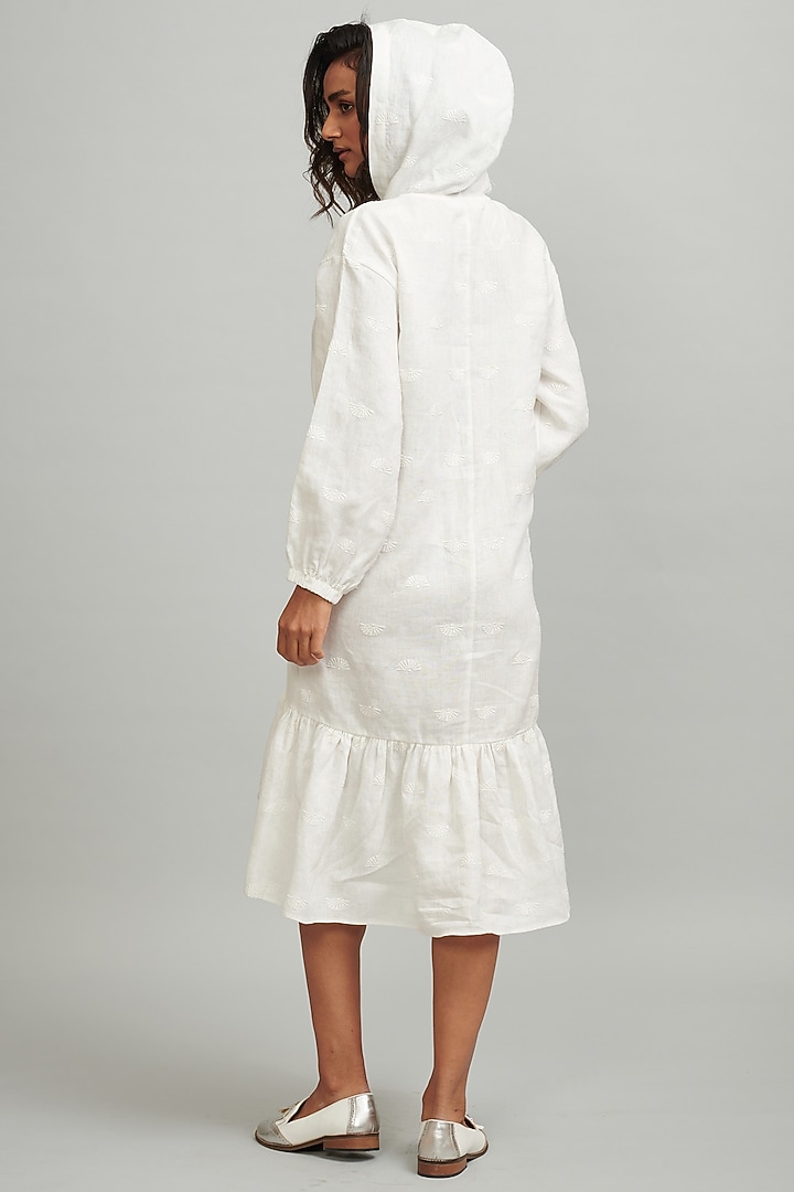 White Embroidered Midi Summer Dress With Hood by Dash and Dot at Pernia's Pop Up Shop