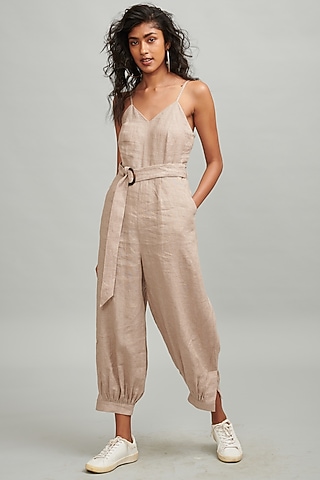 Natural Colored Linen Jumpsuit by Dash and Dot
