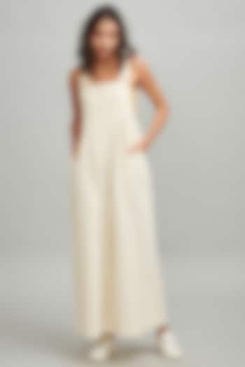 Ivory Cotton Flowy Dungarees by Dash and Dot at Pernia's Pop Up Shop