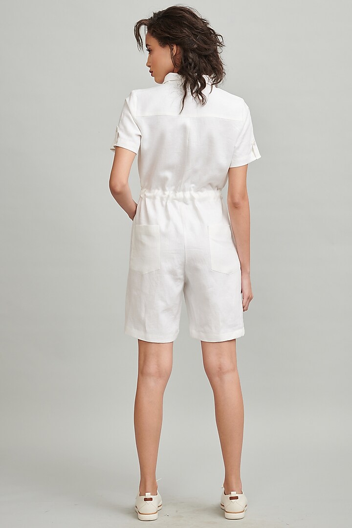 White Linen Playsuit by Dash and Dot at Pernia's Pop Up Shop