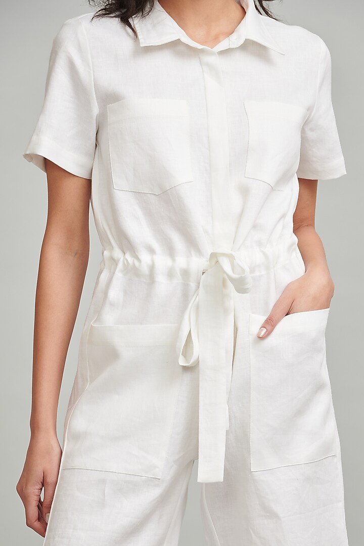 White Linen Playsuit by Dash and Dot at Pernia's Pop Up Shop