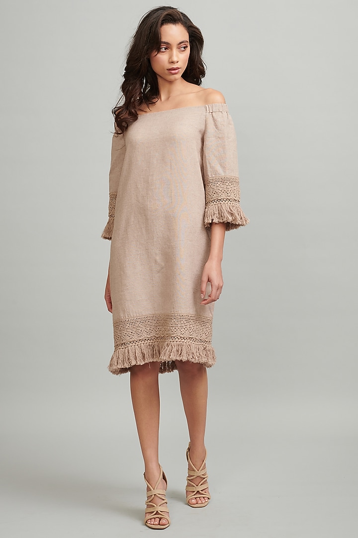 Natural Colored Off-Shoulder Summer Dress by Dash and Dot at Pernia's Pop Up Shop