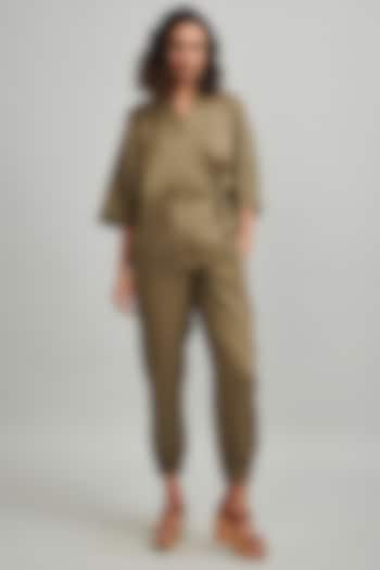 Military Green Linen Wrap Top by Dash and Dot at Pernia's Pop Up Shop