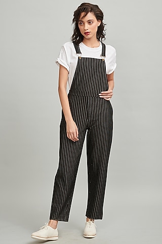 Black Viscose Dungarees by Dash and Dot