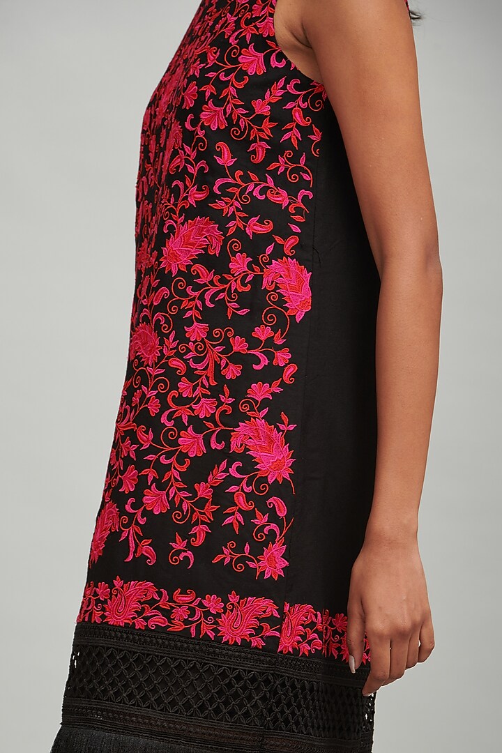 Fuchsia & Black Embroidered Summer Dress by Dash and Dot at Pernia's Pop Up Shop