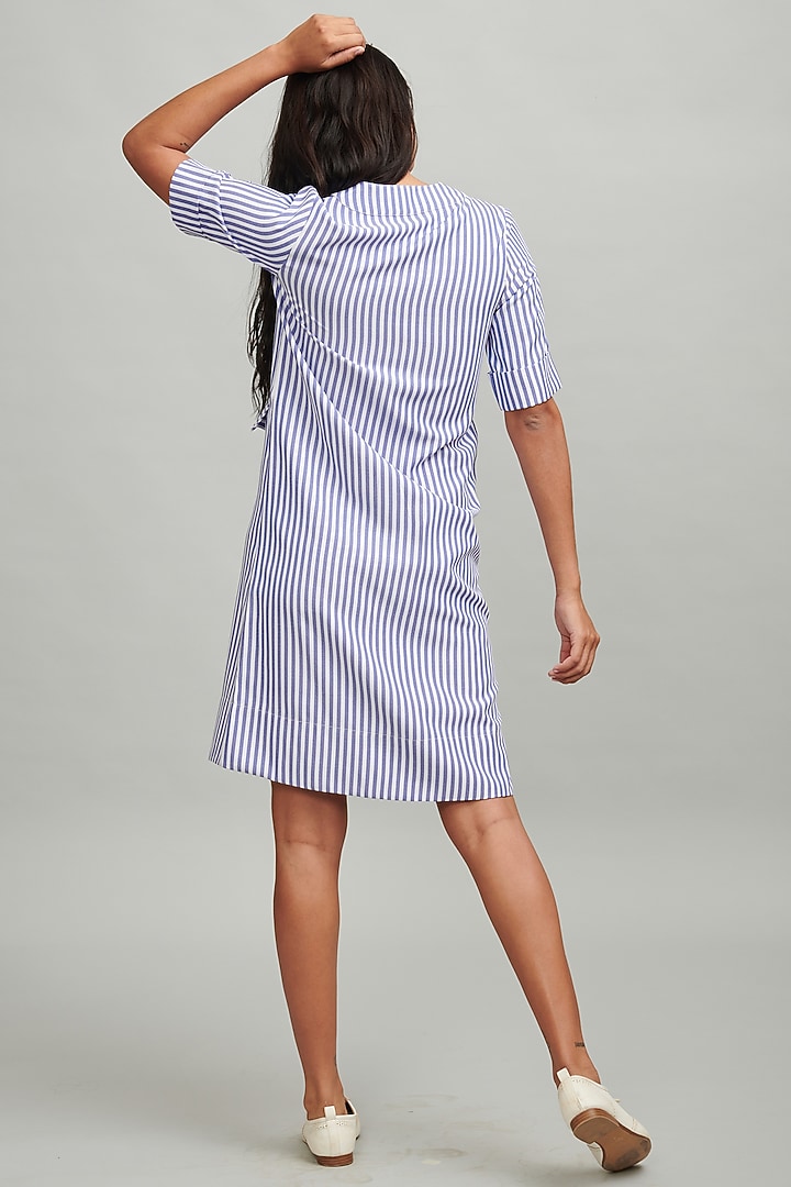 Blue & White Striped Midi Summer Dress by Dash and Dot at Pernia's Pop Up Shop