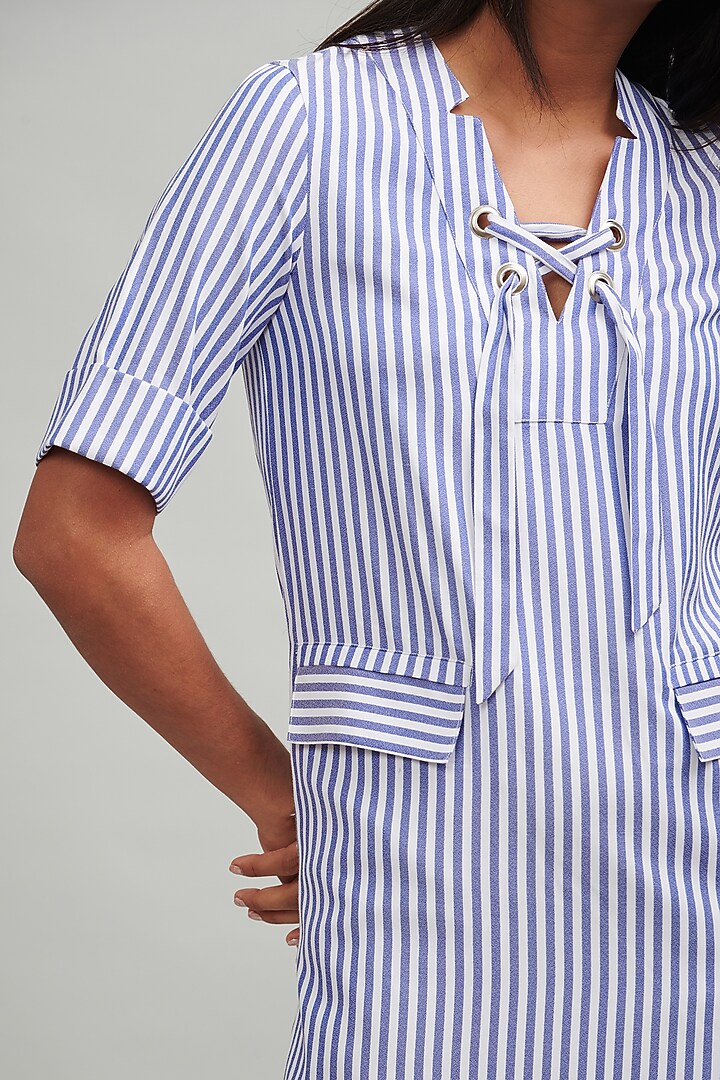 Blue & White Striped Midi Summer Dress by Dash and Dot at Pernia's Pop Up Shop