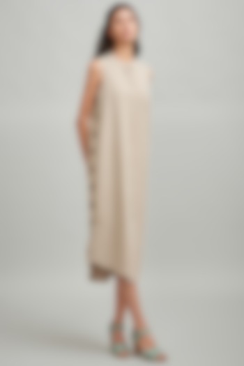 Khaki Textured Midi Summer Dress by Dash and Dot at Pernia's Pop Up Shop
