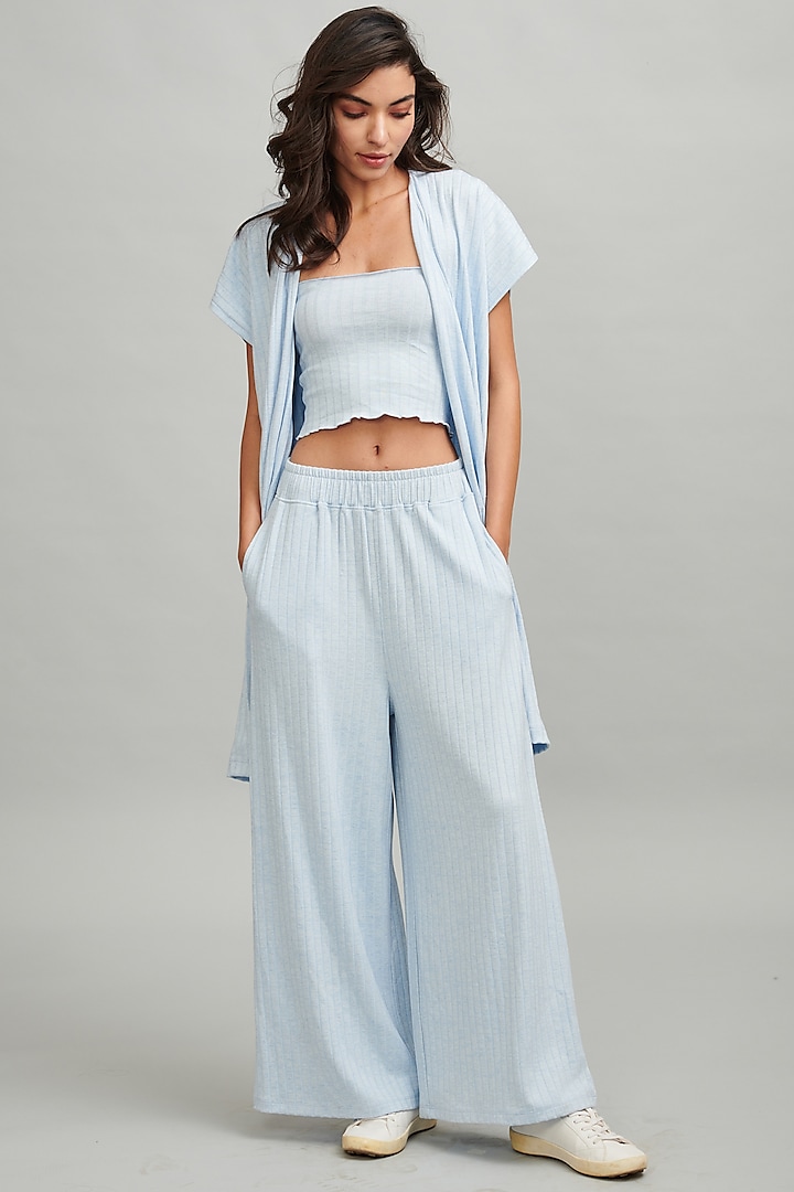 Blue Viscose Striped Pant Set by Dash and Dot