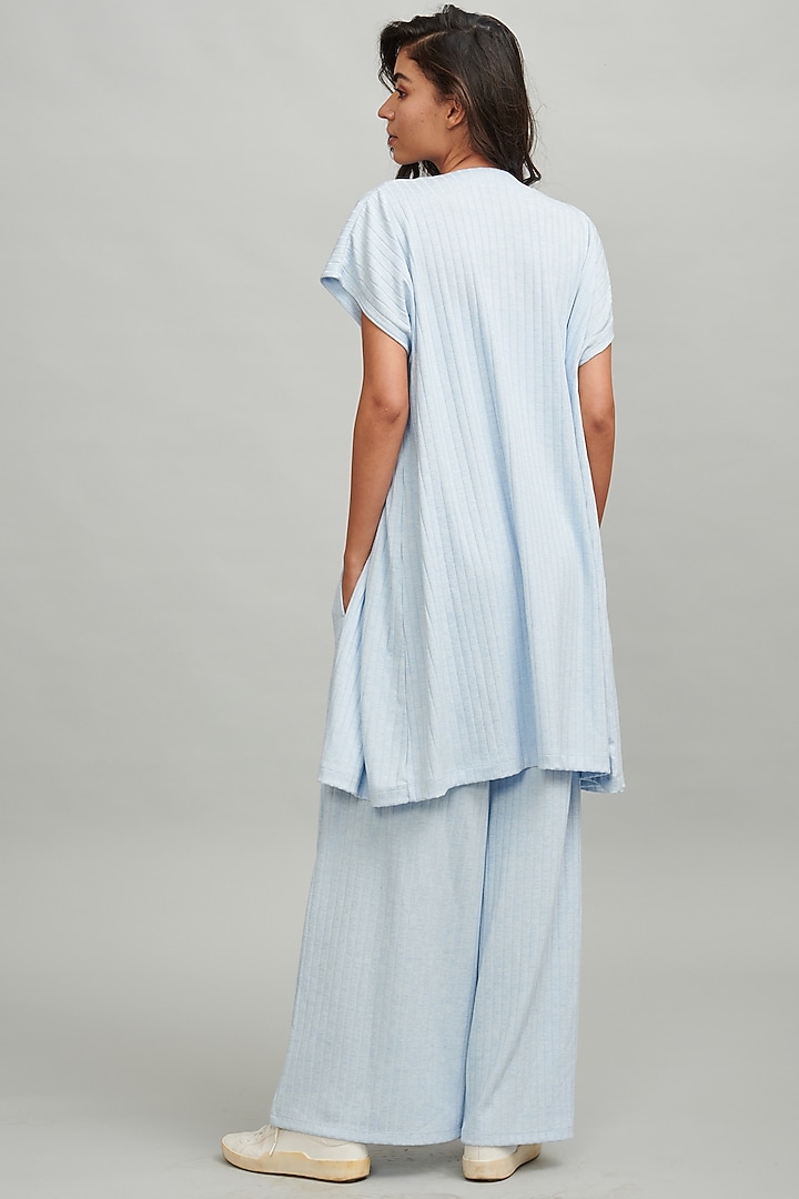 Blue Viscose Striped Pant Set by Dash and Dot at Pernia's Pop Up Shop