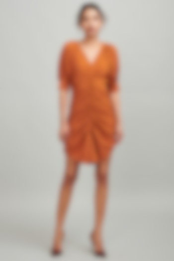 Rust Ruched Dress by Dash and Dot