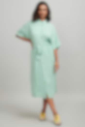 Sea-Green Polyester Flowy Summer Shirt Dress by Dash and Dot at Pernia's Pop Up Shop