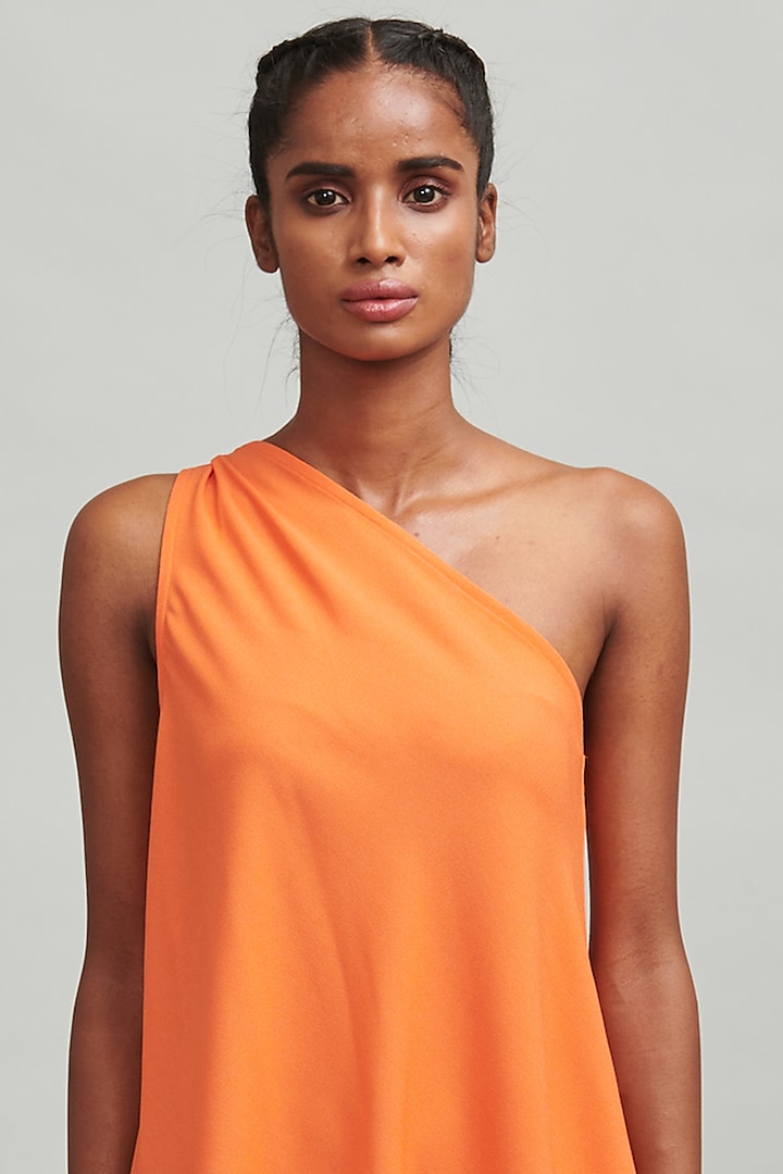Orange One-Shoulder Asymmetrical Summer Dress by Dash and Dot at Pernia's Pop Up Shop