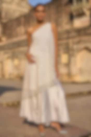 Ivory Polyester Pearl & Sequins Embroidered Tunic Set by Dash and Dot at Pernia's Pop Up Shop