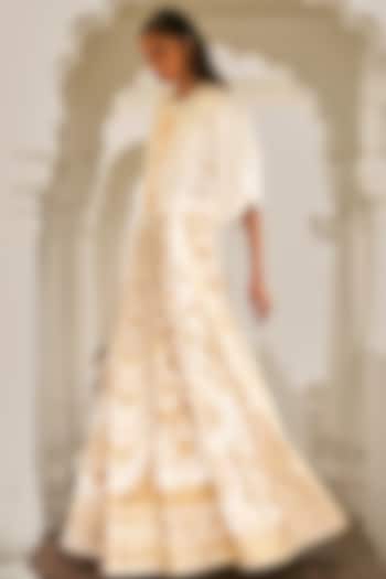 Ivory Silk Textured Viscose Thread Embroidered Shirt by Dash and Dot at Pernia's Pop Up Shop