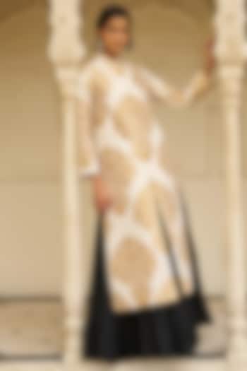 Ivory & Gold Banarsi Silk Brocade Jacket by Dash and Dot at Pernia's Pop Up Shop