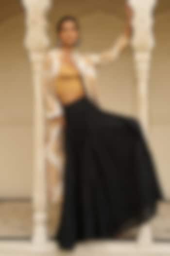 Black Art silk Recycled Polyester Crinkled Skirt by Dash and Dot at Pernia's Pop Up Shop